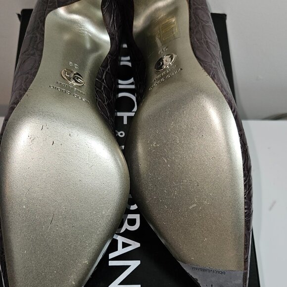 Dolce & Gabbana Dark Gray Crocodile Pumps - Picture 7 of 7